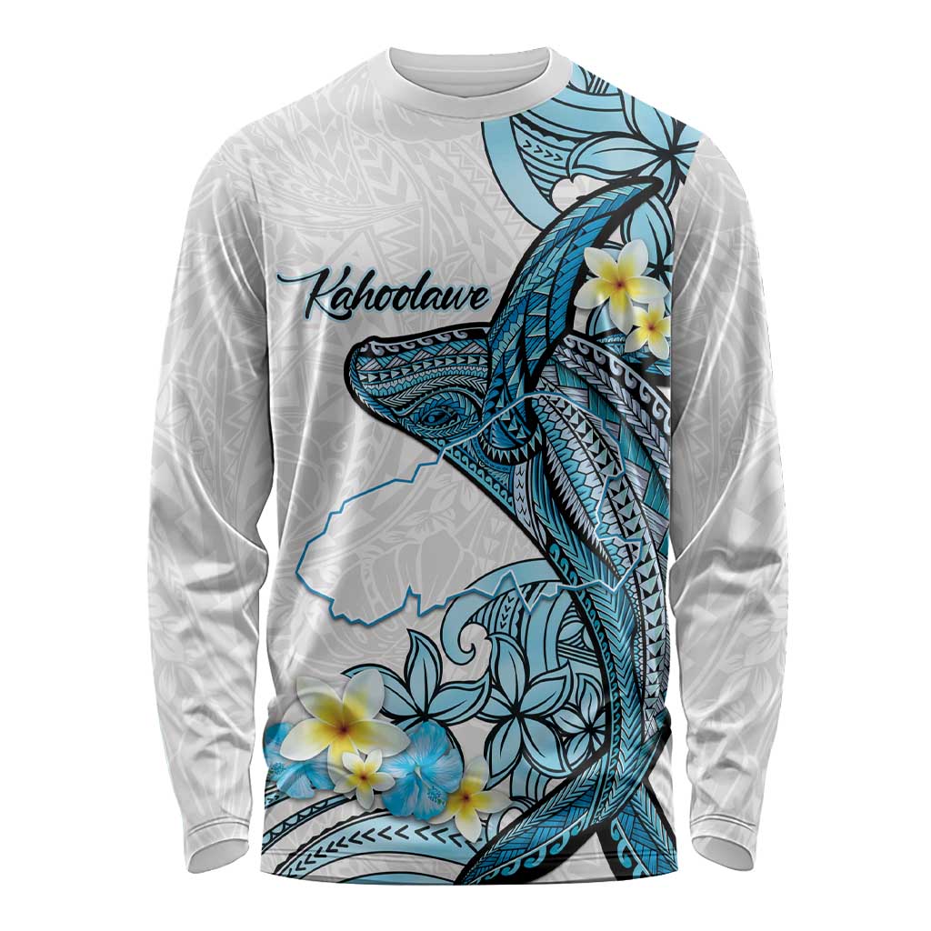 Personalised Aloha Hawaii Kahoolawe Island Long Sleeve Shirt Target Isle Map With Humpback Whale