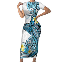 Personalised Aloha Hawaii Kahoolawe Island Short Sleeve Bodycon Dress Target Isle Map With Humpback Whale