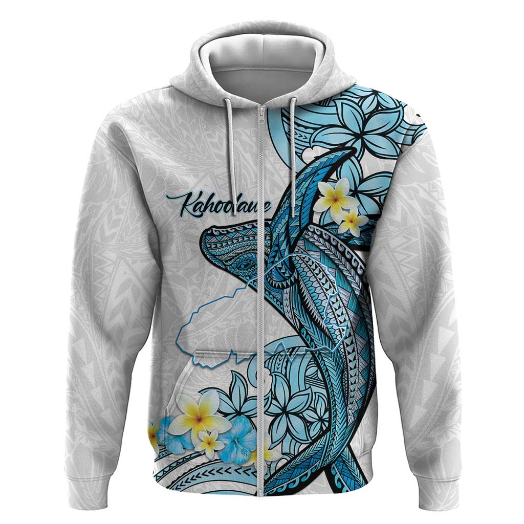 Personalised Aloha Hawaii Kahoolawe Island Zip Hoodie Target Isle Map With Humpback Whale