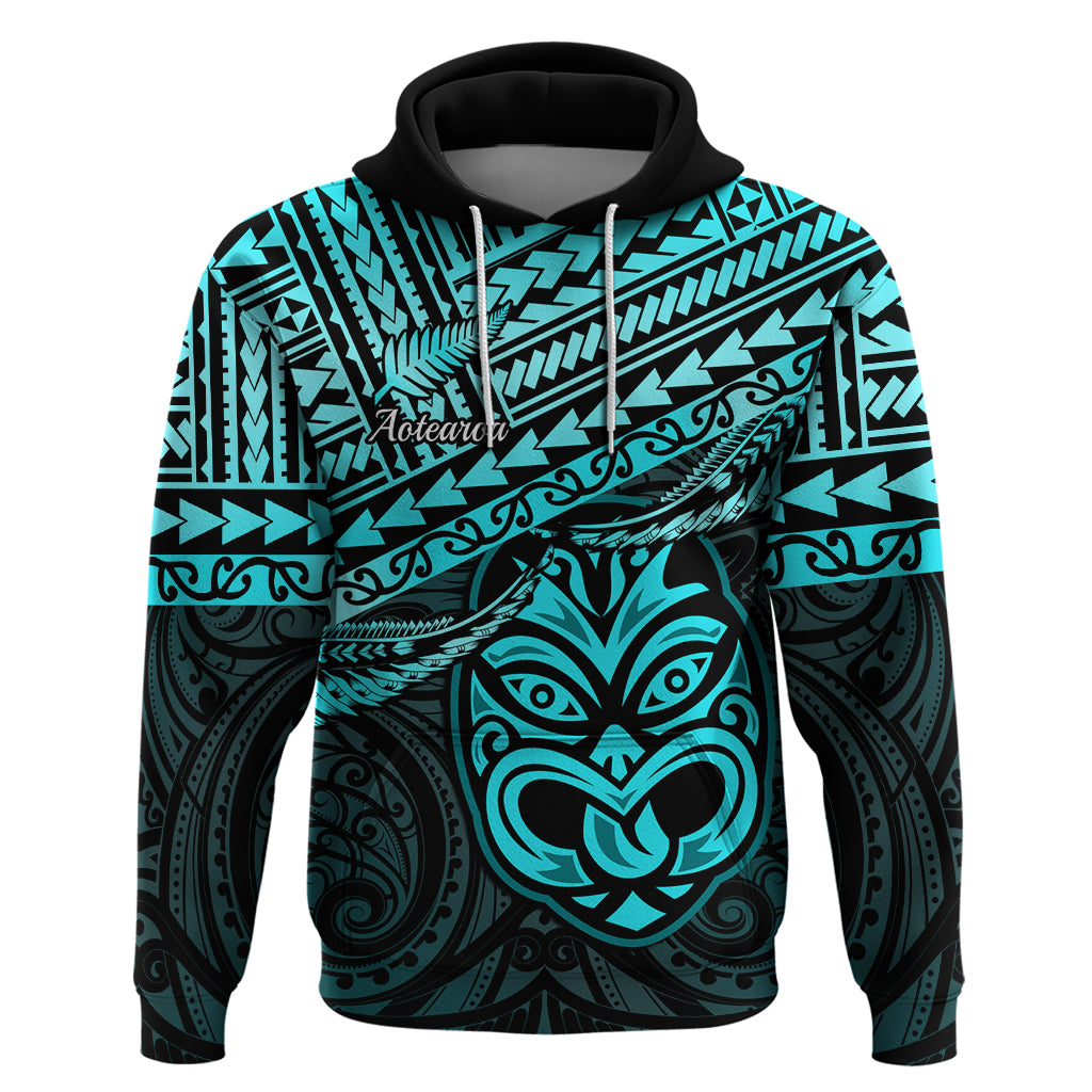 Matariki New Zealand Hoodie Maori New Year Tiki Turquoise Version LT14 Pullover Hoodie Turquoise - Polynesian Pride