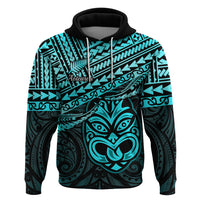 Matariki New Zealand Hoodie Maori New Year Tiki Turquoise Version LT14 Pullover Hoodie Turquoise - Polynesian Pride