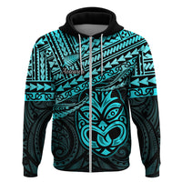 Matariki New Zealand Hoodie Maori New Year Tiki Turquoise Version LT14 Zip Hoodie Turquoise - Polynesian Pride