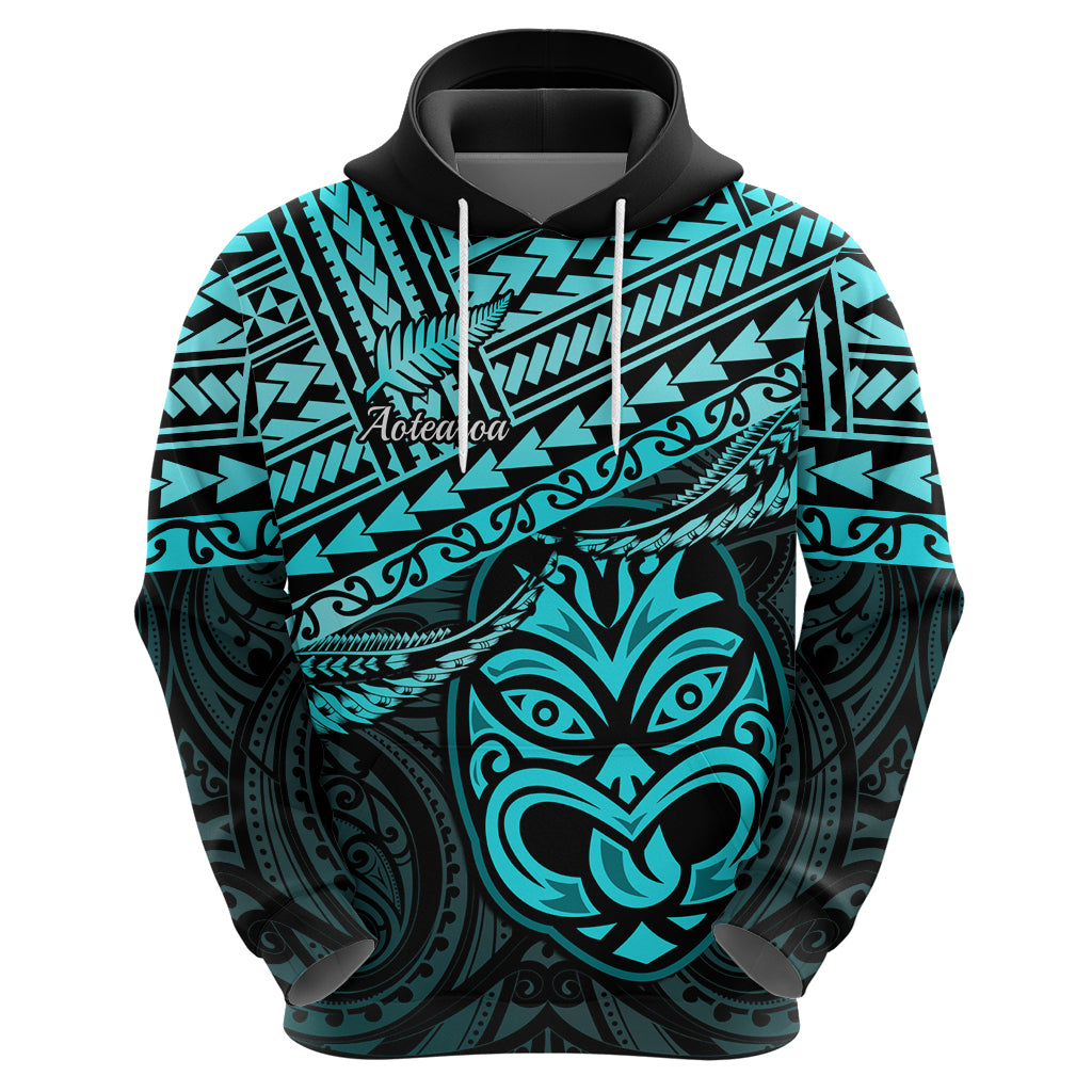 Matariki New Zealand Hoodie Maori New Year Tiki Turquoise Version LT14 - Polynesian Pride