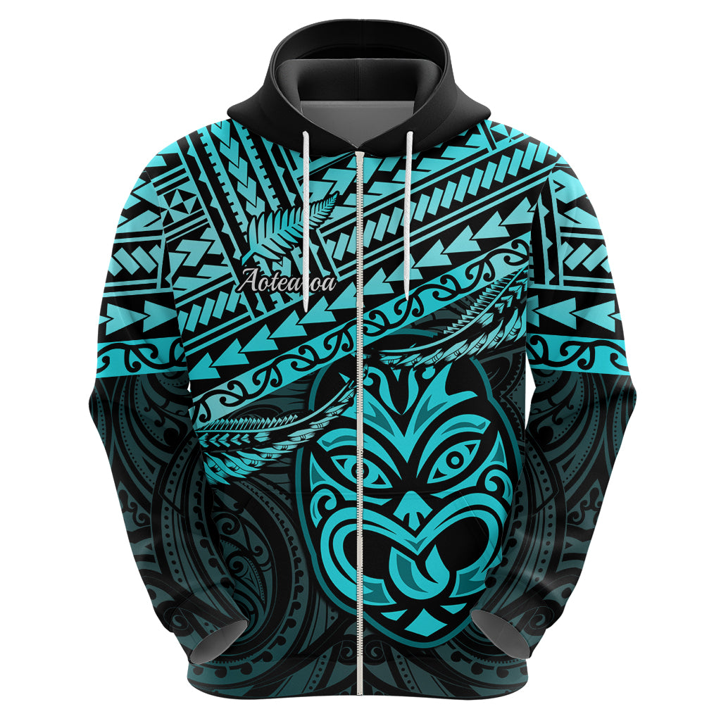 Matariki New Zealand Hoodie Maori New Year Tiki Turquoise Version LT14 - Polynesian Pride