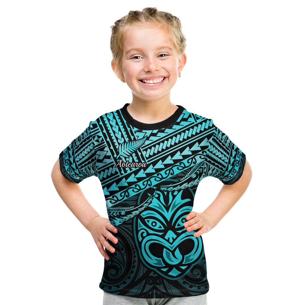 Matariki New Zealand Kid T Shirt Maori New Year Tiki Turquoise Version LT14 Turquoise - Polynesian Pride