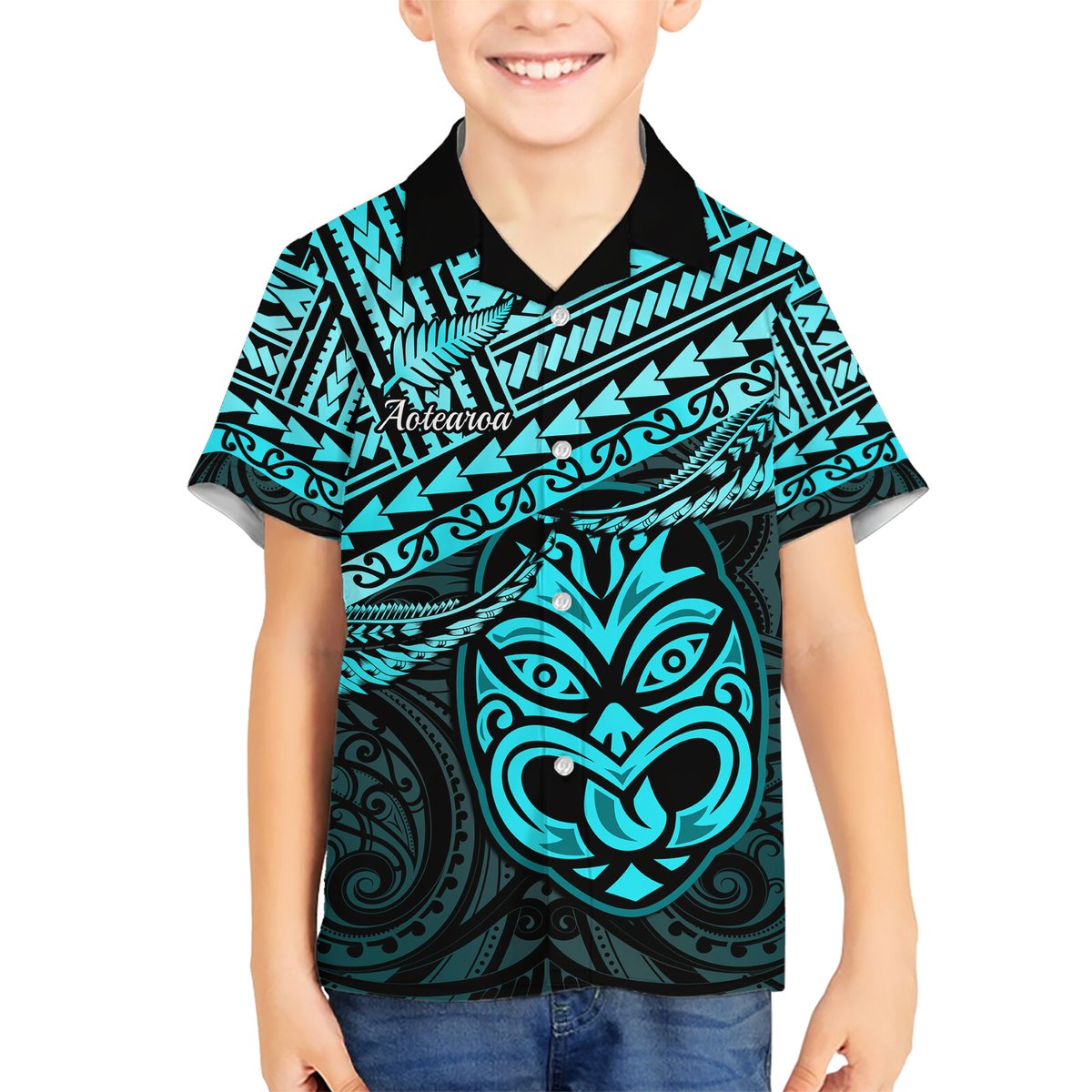 Personalised Matariki New Zealand Hawaiian Shirt Maori New Year Tiki Turquoise Version LT14 - Polynesian Pride