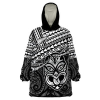 Matariki New Zealand Wearable Blanket Hoodie Maori New Year Tiki Black Version LT14 One Size Black - Polynesian Pride