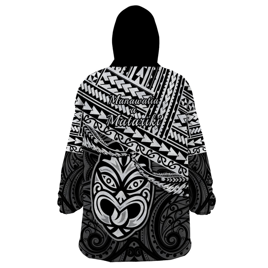 Matariki New Zealand Wearable Blanket Hoodie Maori New Year Tiki Black Version LT14 - Polynesian Pride