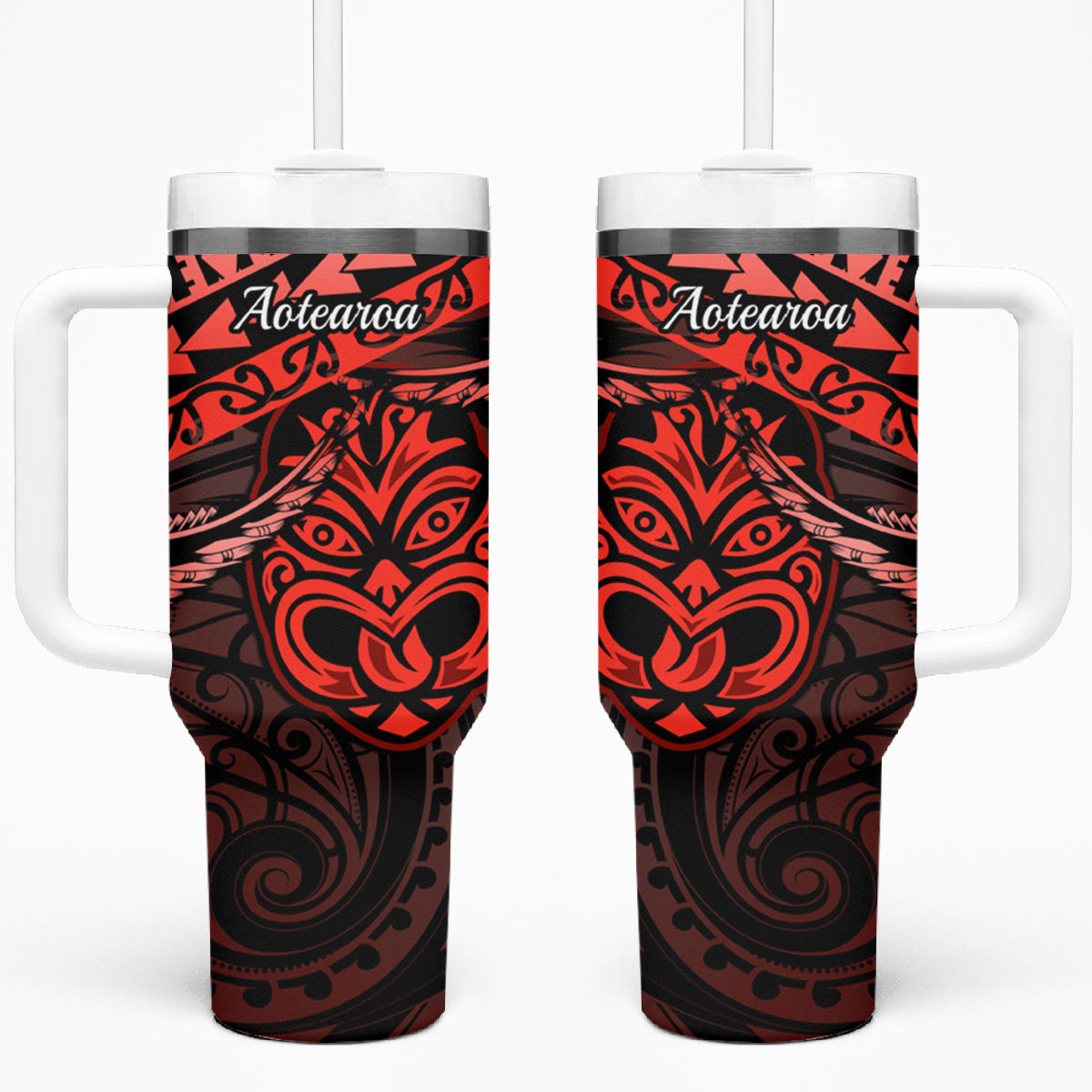 Matariki New Zealand Tumbler With Handle Maori New Year Tiki Red Version