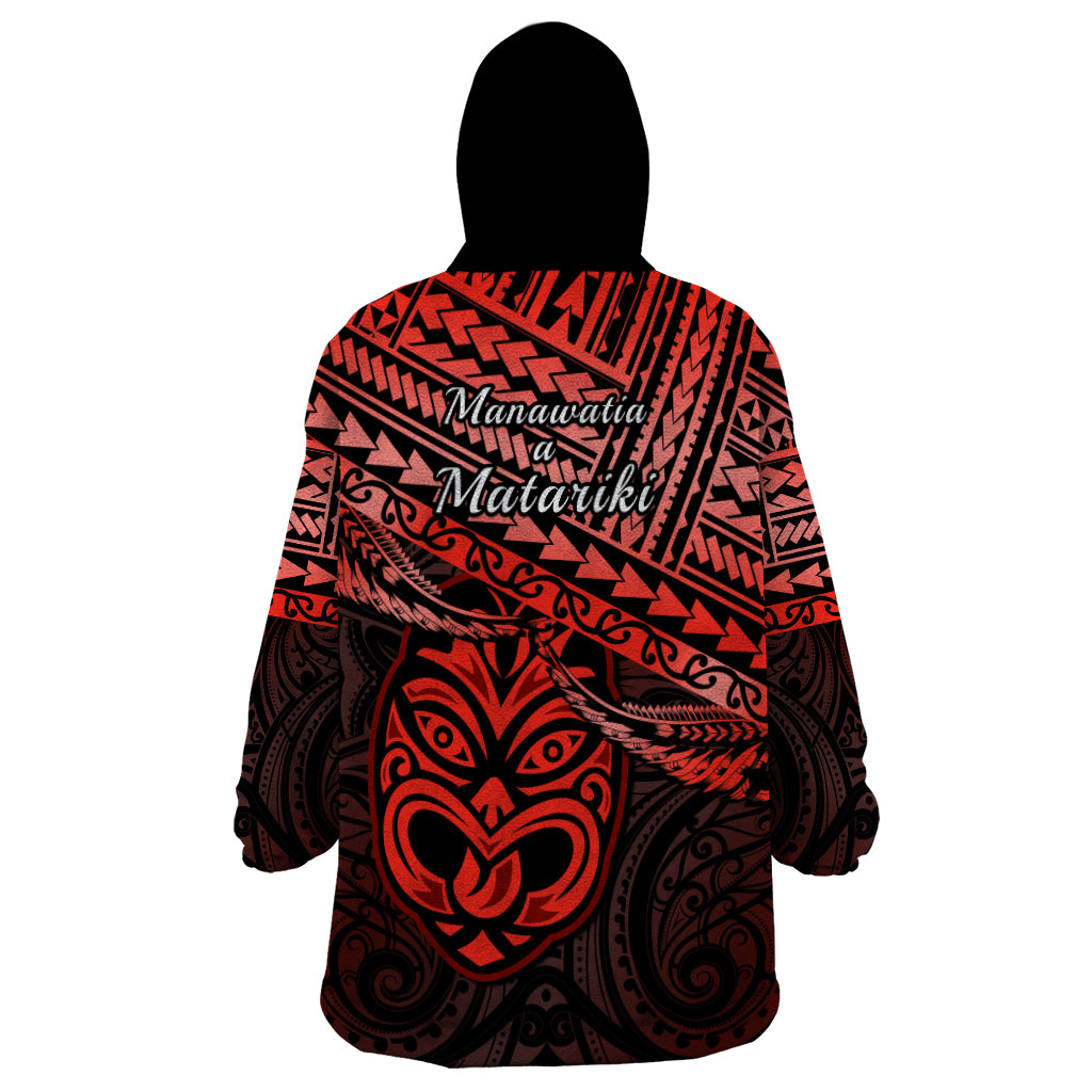 Matariki New Zealand Wearable Blanket Hoodie Maori New Year Tiki Red Version LT14 - Polynesian Pride