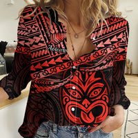 Matariki New Zealand Women Casual Shirt Maori New Year Tiki Red Version LT14 Female Red - Polynesian Pride