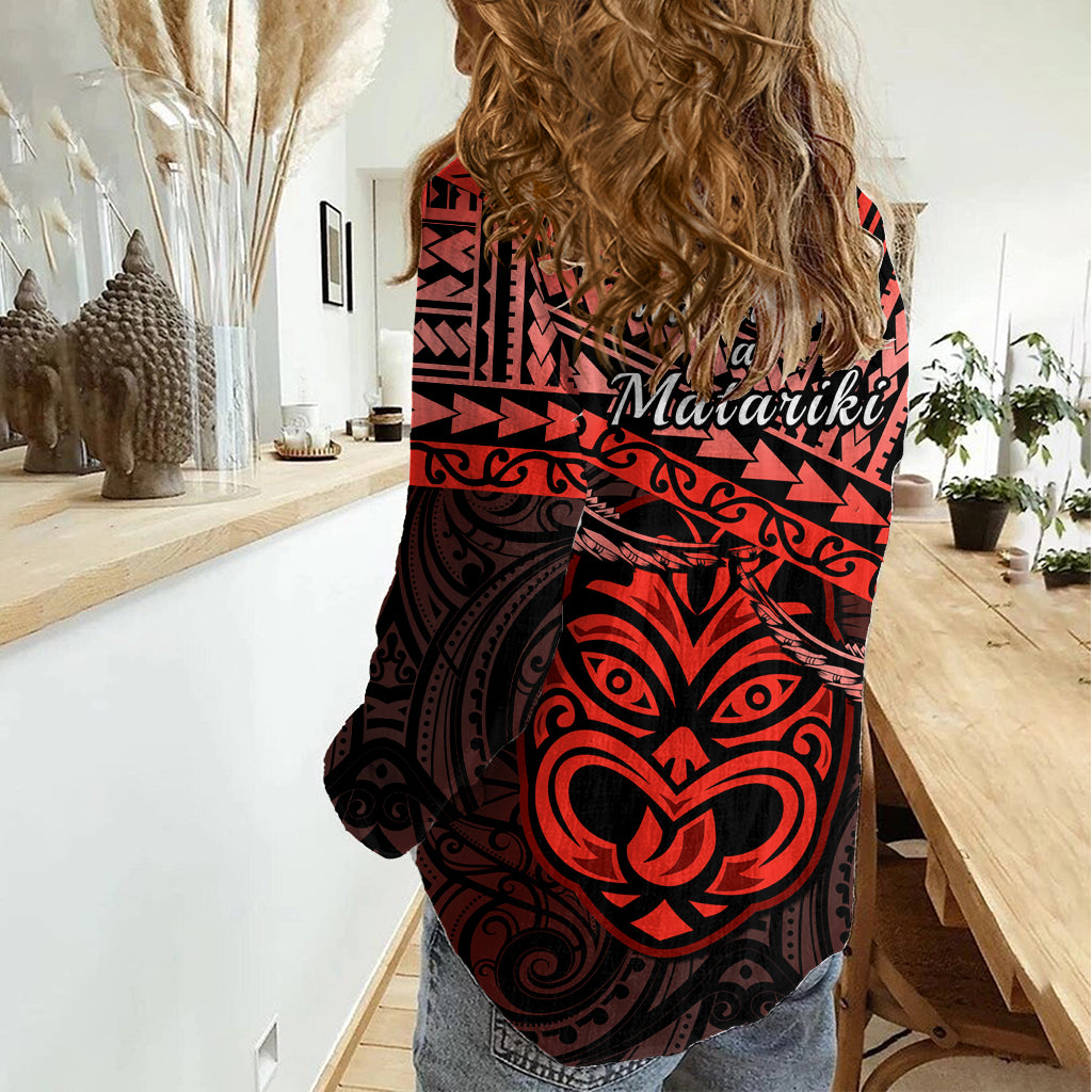 Matariki New Zealand Women Casual Shirt Maori New Year Tiki Red Version LT14 - Polynesian Pride
