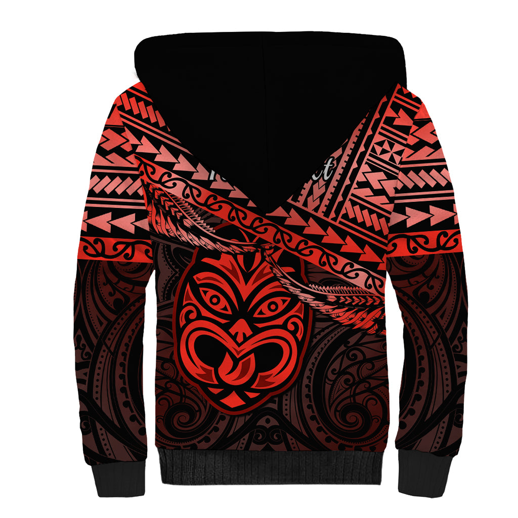 Personalised Matariki New Zealand Sherpa Hoodie Maori New Year Tiki Red Version LT14