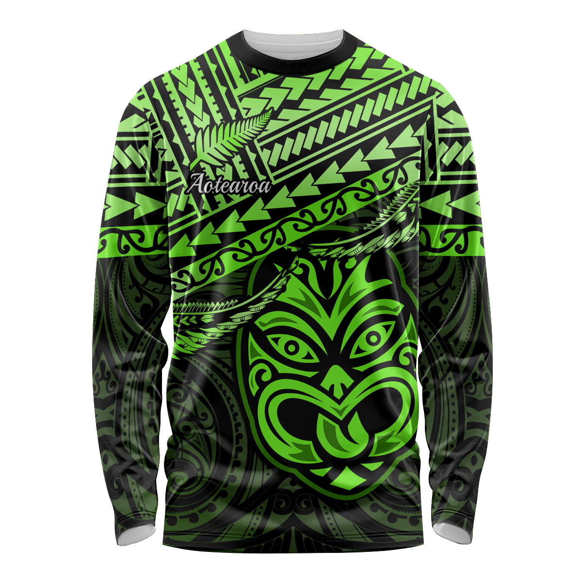 Matariki New Zealand Long Sleeve Shirt Maori New Year Tiki Green Version LT14 Unisex Green - Polynesian Pride