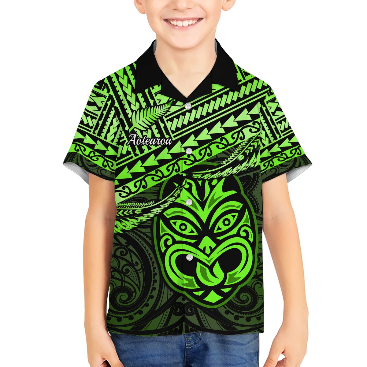 Personalised Matariki New Zealand Hawaiian Shirt Maori New Year Tiki Green Version LT14 - Polynesian Pride