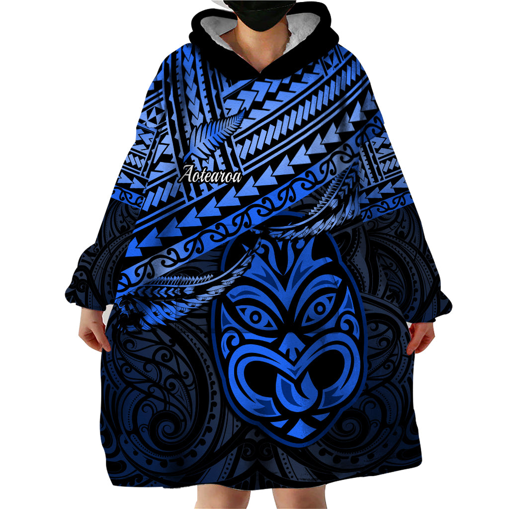 Matariki New Zealand Wearable Blanket Hoodie Maori New Year Tiki Blue Version LT14
