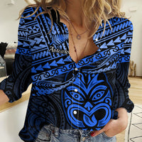 Matariki New Zealand Women Casual Shirt Maori New Year Tiki Blue Version LT14 Female Blue - Polynesian Pride