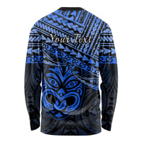 Personalised Matariki New Zealand Long Sleeve Shirt Maori New Year Tiki Blue Version LT14 - Polynesian Pride