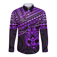 Matariki New Zealand Long Sleeve Button Shirt Maori New Year Tiki Purple Version LT14 Unisex Purple - Polynesian Pride