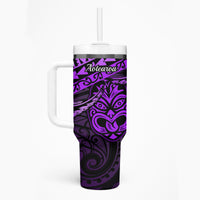 Matariki New Zealand Tumbler With Handle Maori New Year Tiki Purple Version