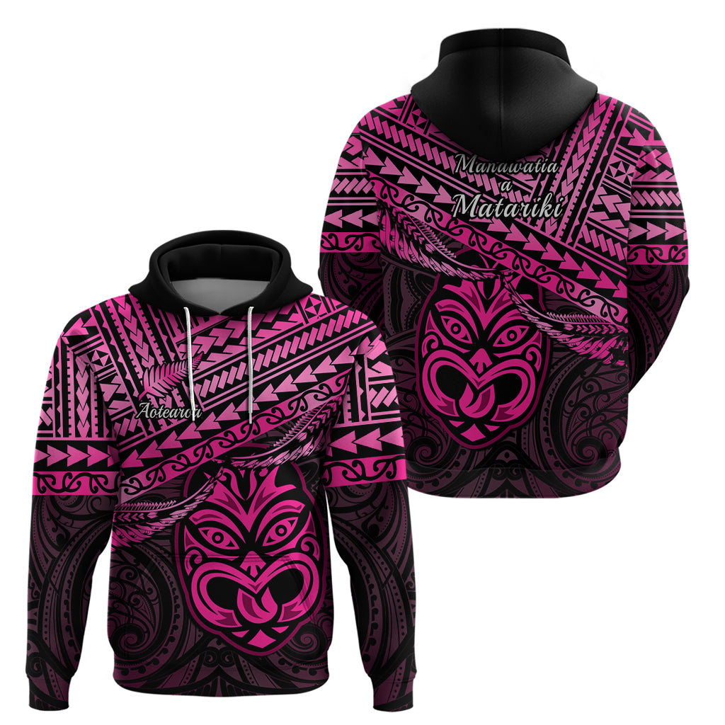 Matariki New Zealand Hoodie Maori New Year Tiki Pink Version LT14 - Polynesian Pride