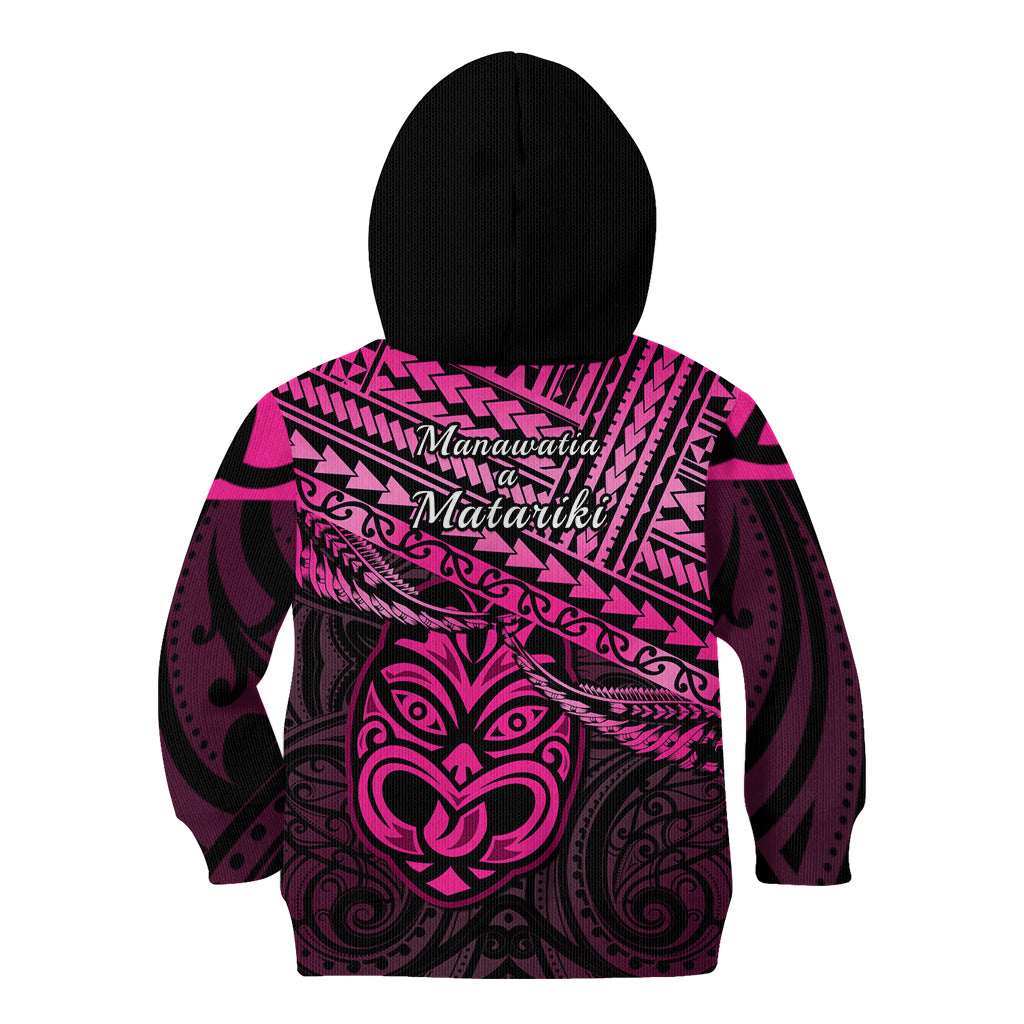 Matariki New Zealand Kid Hoodie Maori New Year Tiki Pink Version LT14