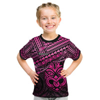 Matariki New Zealand Kid T Shirt Maori New Year Tiki Pink Version LT14 Pink - Polynesian Pride