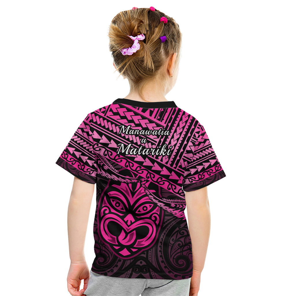 Matariki New Zealand Kid T Shirt Maori New Year Tiki Pink Version LT14 - Polynesian Pride