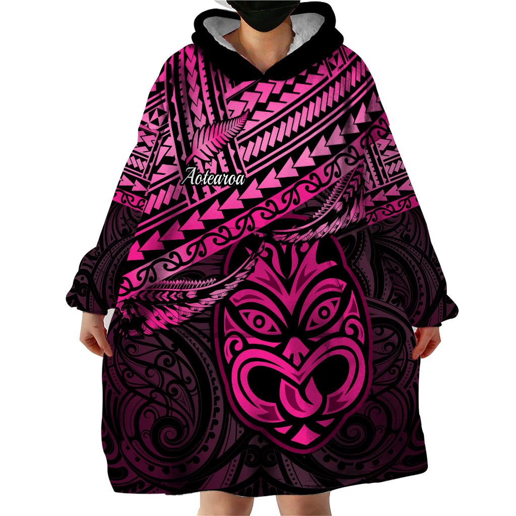 Matariki New Zealand Wearable Blanket Hoodie Maori New Year Tiki Pink Version LT14 - Polynesian Pride
