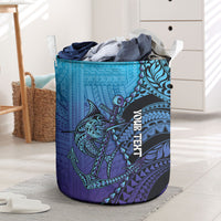 Personalised Polynesia Blue Marlin Fishing Laundry Basket Marlin Anchor Tattoo Polynesian Pattern LT14 Purple - Polynesian Pride