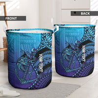 Personalised Polynesia Blue Marlin Fishing Laundry Basket Marlin Anchor Tattoo Polynesian Pattern LT14 - Polynesian Pride