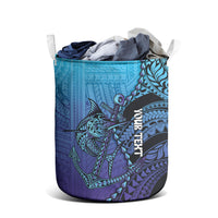 Personalised Polynesia Blue Marlin Fishing Laundry Basket Marlin Anchor Tattoo Polynesian Pattern LT14 - Polynesian Pride