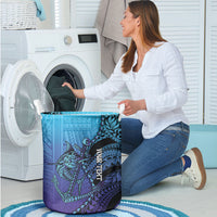 Personalised Polynesia Blue Marlin Fishing Laundry Basket Marlin Anchor Tattoo Polynesian Pattern LT14 - Polynesian Pride