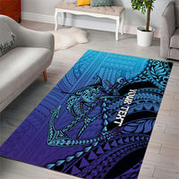 Personalised Polynesia Blue Marlin Fishing Area Rug Marlin Anchor Tattoo Polynesian Pattern LT14 - Polynesian Pride
