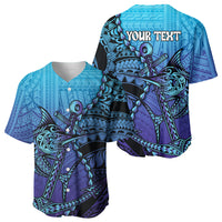 Personalised Polynesia Blue Marlin Fishing Baseball Jersey Marlin Anchor Tattoo Polynesian Pattern