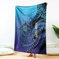 Personalised Polynesia Blue Marlin Fishing Blanket Marlin Anchor Tattoo Polynesian Pattern LT14 - Polynesian Pride