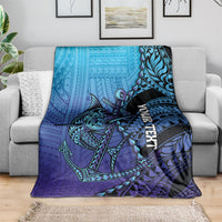 Personalised Polynesia Blue Marlin Fishing Blanket Marlin Anchor Tattoo Polynesian Pattern LT14 - Polynesian Pride