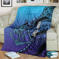 Personalised Polynesia Blue Marlin Fishing Blanket Marlin Anchor Tattoo Polynesian Pattern LT14 - Polynesian Pride