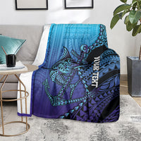Personalised Polynesia Blue Marlin Fishing Blanket Marlin Anchor Tattoo Polynesian Pattern LT14 - Polynesian Pride