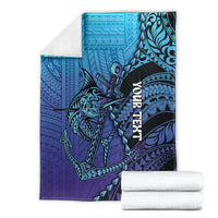 Personalised Polynesia Blue Marlin Fishing Blanket Marlin Anchor Tattoo Polynesian Pattern LT14 - Polynesian Pride