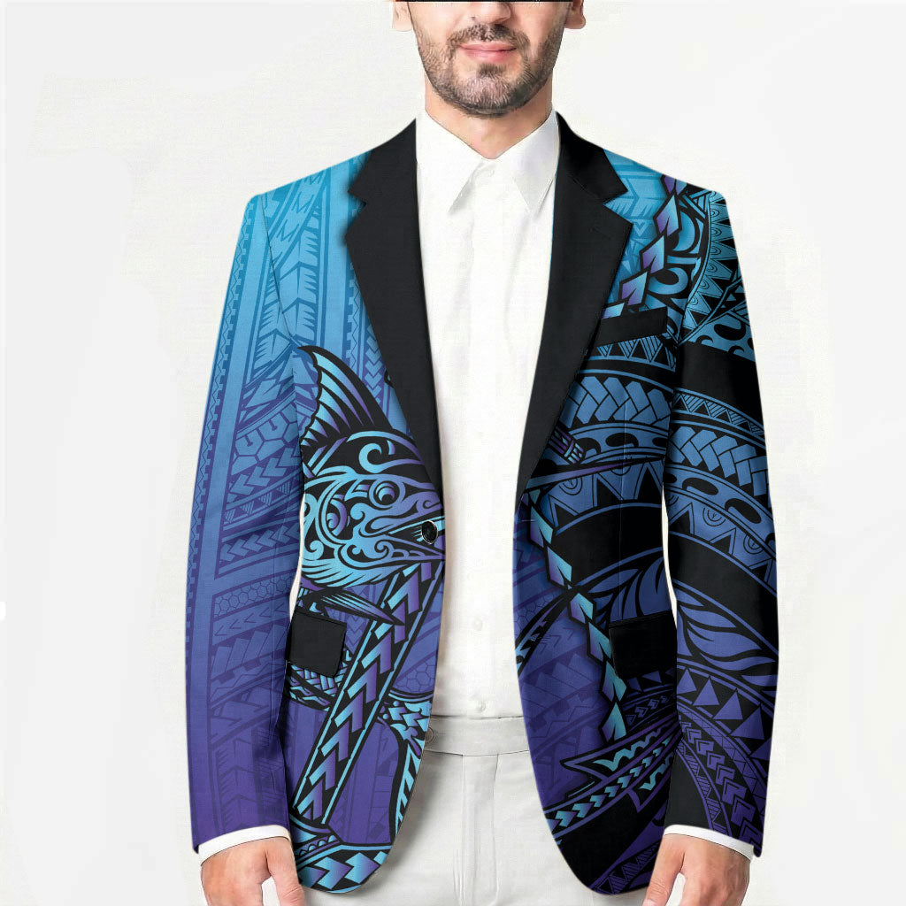 Personalised Polynesia Blue Marlin Fishing Blazer Marlin Anchor Tattoo Polynesian Pattern