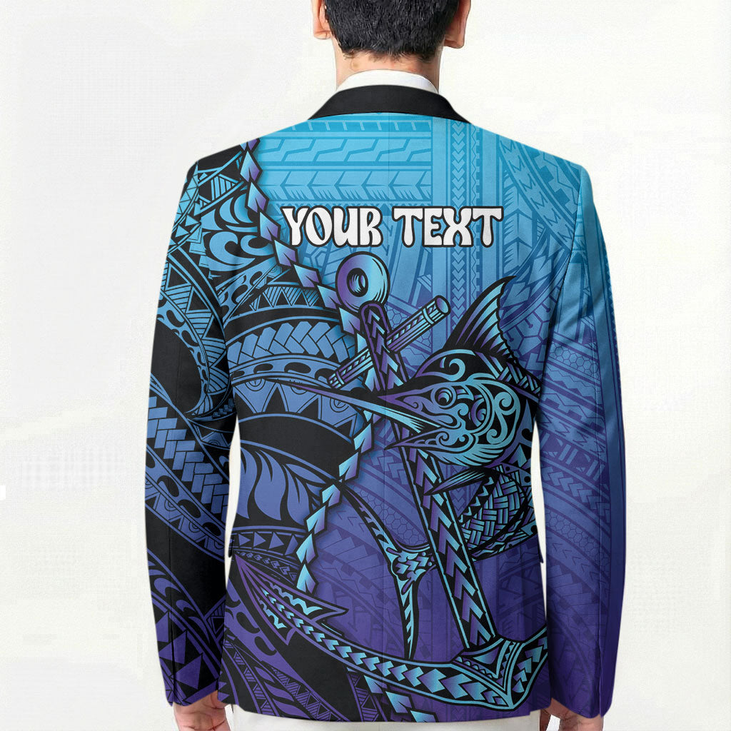 Personalised Polynesia Blue Marlin Fishing Blazer Marlin Anchor Tattoo Polynesian Pattern