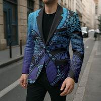 Personalised Polynesia Blue Marlin Fishing Blazer Marlin Anchor Tattoo Polynesian Pattern