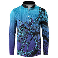 Personalised Polynesia Blue Marlin Fishing Button Sweatshirt Marlin Anchor Tattoo Polynesian Pattern LT14 Purple - Polynesian Pride