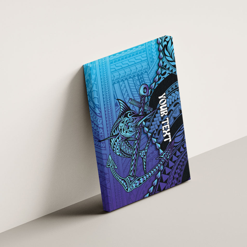 Personalised Polynesia Blue Marlin Fishing Canvas Wall Art Marlin Anchor Tattoo Polynesian Pattern LT14 - Polynesian Pride