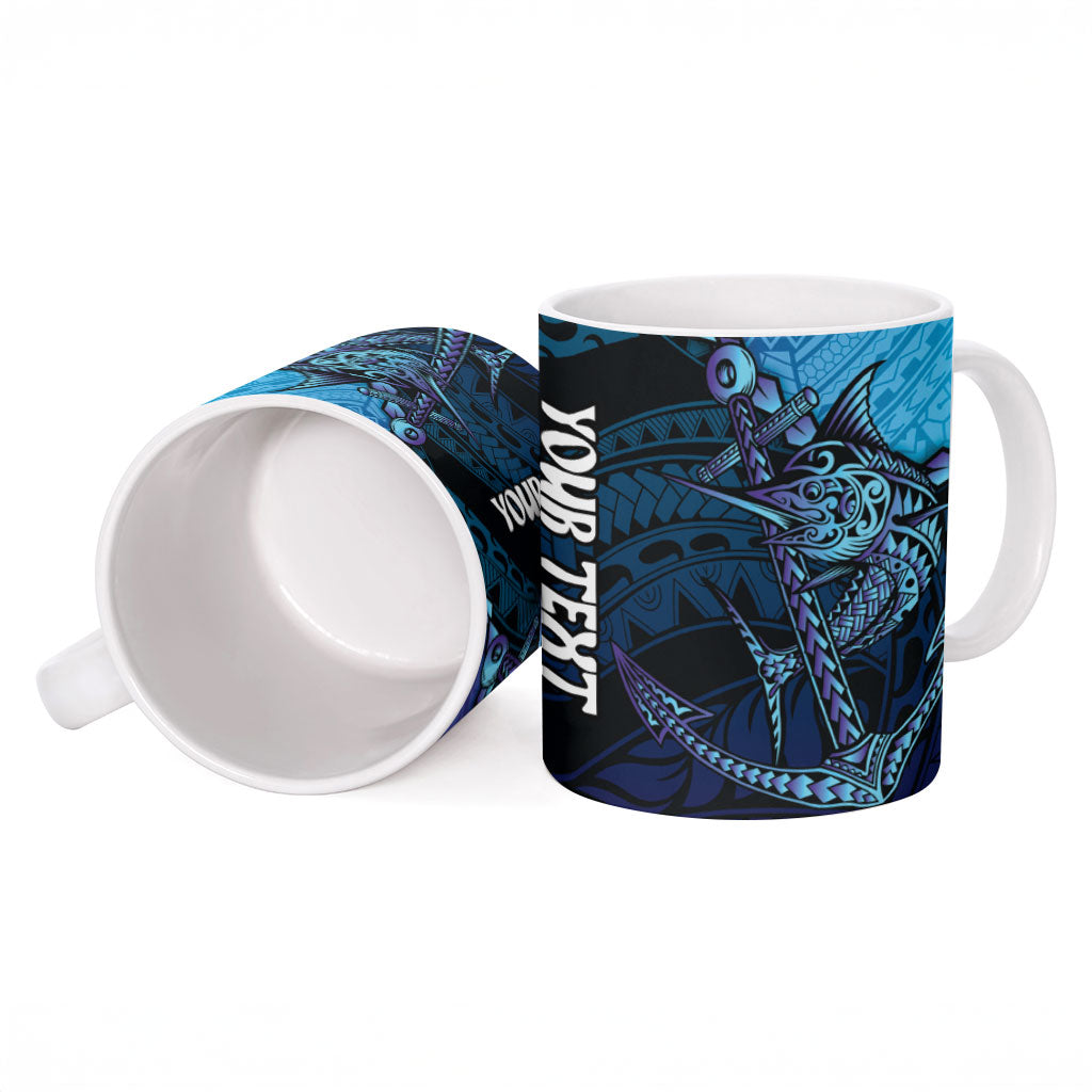 Personalised Polynesia Blue Marlin Fishing Ceramic Mug Marlin Anchor Tattoo Polynesian Pattern LT14 - Polynesian Pride