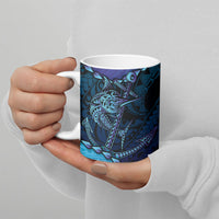Personalised Polynesia Blue Marlin Fishing Ceramic Mug Marlin Anchor Tattoo Polynesian Pattern LT14 - Polynesian Pride