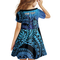 Personalised Polynesia Blue Marlin Fishing Family Matching Summer Maxi Dress and Hawaiian Shirt Marlin Anchor Tattoo Polynesian Pattern LT14 - Polynesian Pride