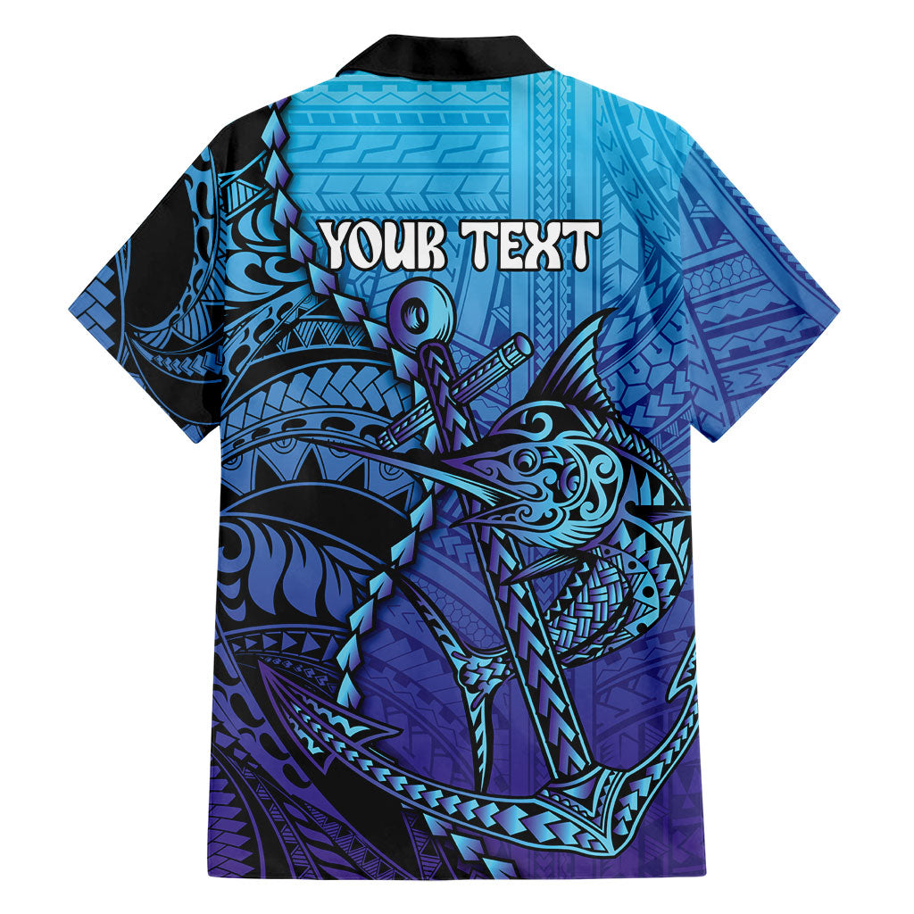 Personalised Polynesia Blue Marlin Fishing Family Matching Summer Maxi Dress and Hawaiian Shirt Marlin Anchor Tattoo Polynesian Pattern LT14 - Polynesian Pride