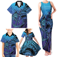 Personalised Polynesia Blue Marlin Fishing Family Matching Tank Maxi Dress and Hawaiian Shirt Marlin Anchor Tattoo Polynesian Pattern LT14 - Polynesian Pride
